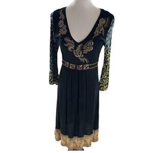 Krista Lee Womens Multicolor Sequin Beaded Embroidered Midi Dress Size Small New